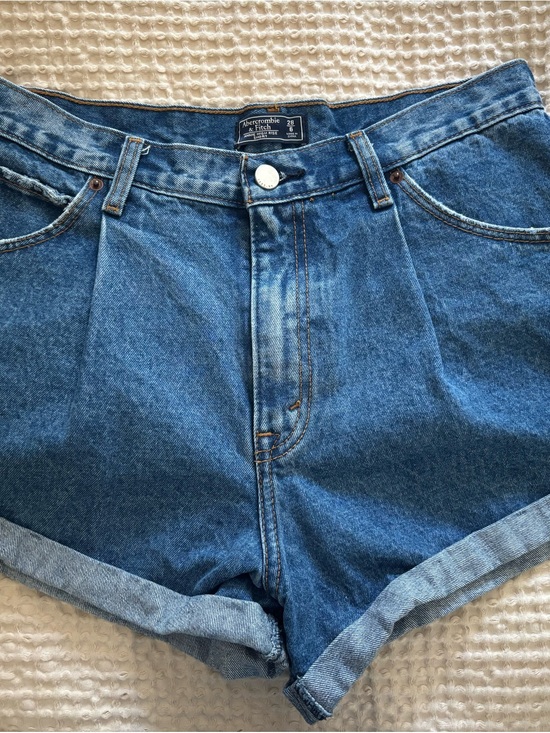 Abercrombie & Fitch Pants - Abercrombie & Fitch Medium Blue Rolled-Hem Denim Shorts